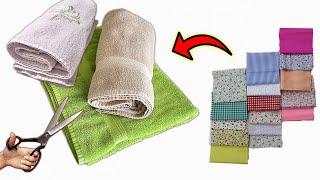 Give new life to your old bath towels with leftover fabrics! GREAT IDEA!