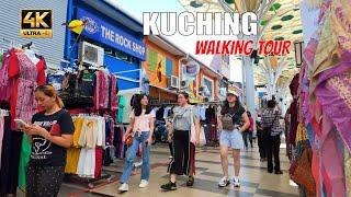 Kuching Malaysia city tour. Sarawak street walk 4K UHD