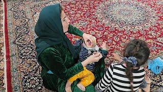 "Cooking warm soup by Suzanne for the children on a very cold day with the help of Reza"