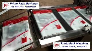 Pouch feeding conveyor / inkjet printing with friction feeder / pouch stacker for batch printing