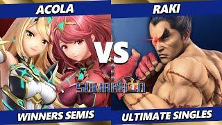 Sumabato 52 TOP 8 - Acola (Steve, Pyra Mythra) Vs. Raki (Kazuya) Smash Ultimate - SSBU