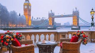 A Riverside Café Escape in London with Enchanting Winter Piano Jazz  Icy Breezes and Smooth Jazz