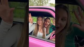 the girl chose a pink Lada Niva