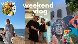 a weekend in brisbane | bob haircut, beach days & grocery haul 