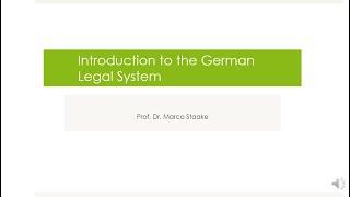 Introduction to the German Legal System