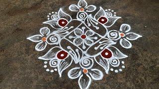 simple and easy lotus kolam daily muggulu 3*1dots Anu'sworld small beautiful rangoli design