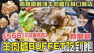 【美食吃到飽】新開幕/羊肉爐Buffet吃到飽，在林口也吃得到啦！羊大骨、羊腳筋、羊肋排、羊膝、羊肚通通吃到翻過去，還有肉燥飯、飲料、冰淇淋、冰棒、水果甜點通通任你吃，用餐時間2小時～羊霸天下吃到飽。