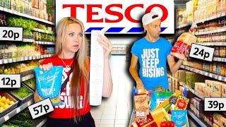 ONLY buying the CHEAPEST item from EVERY Tesco AISLE! Extreme budget SHOPPING & COOKING challenge!