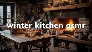 Cozy Kitchen Ambience  | Cozy Fireplace & Kitchen Ambience Sounds | CottageCore