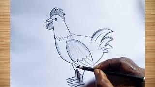 how to draw hen drawing easy step by step@DrawingTalent