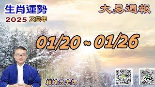 2025年 每週生肖運勢【 大易週報】 陽曆 01/20~ 01/26｜丁丑月｜大易命理頻道｜賴靖元 老師｜片尾運勢排行榜｜CC 字幕