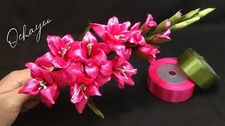 D.I.Y/gladiolus flower making with satin ribbon