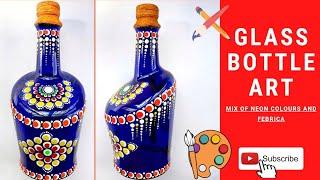 Glass bottle painting art tutorial । Scotch bottle painting decoration craft । Bongo shilpo।