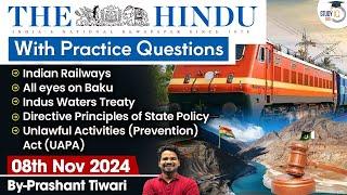 The Hindu Newspaper Analysis | 8 Nov 2024 | Current Affairs Today | Daily Current Affairs | StudyIQ