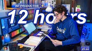 STUDY WITH ME LIVE | 12 HOURS  Harvard Alumnus, Chill Work With Me, Rain Sounds, Pomodoro Timer