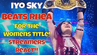 Streamers React! Iyo Sky beats Rhea for the Womens World Title! #wwe #wweraw #rhearipley