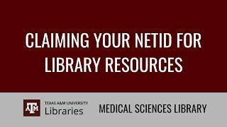 MLS Claiming Your NetId For Library Resources