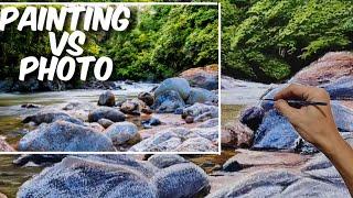 How to Paint Realistic Rocks and Stones With Acrylic Time Lapse | Painting Tutorials |Eps66