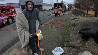 Portland Oregon's homeless man and dog Survive fire..Dec 23rd 202..IN REAL LIFE