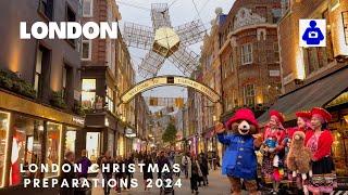 London Walk  LONDON’S  West End Christmas Preparations 2024 | Central London Walking Tour [HDR]