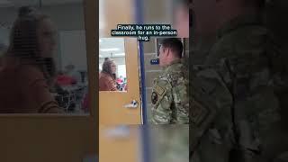 Student surprised by soldier dad at school | Militarykind #Shorts