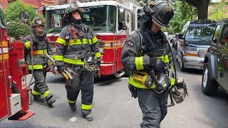 ⁴ᴷ *** PRE ARRIVAL + DOG RESCUE *** FDNY Brooklyn All Hands Box 0889 Fire in the 2nd Floor kitchen