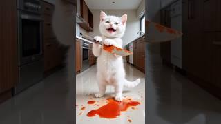 Kitten makes tomato pasta  for Jesus #jesus #kitten #animals #cute