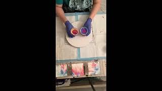 Round Canvas Rainbow Abstract Fluid (Pour) Painting Tutorial