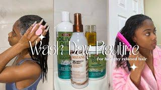 RELAXED HAIR WASH DAY ROUTINE | Reduce Shedding + Breakage | Hydrated & Moisturized Hair |