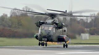 Sikorsky CH-53GA Luftwaffe German Air Force Takeoff at TaktLwG 74 Neuburg ETSN