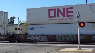 UP 7632 Z-Train Intermodal North | E. Market St. Railroad Crossing, Stockton CA