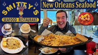 New Orleans Seafood: Seafood Boat with Fish, Oysters, Shrimp & Soft Shell Crab at Smitty’s Seafood