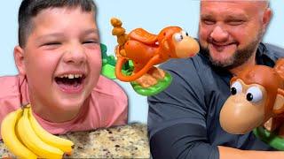 Caleb and Dad Play with Monkey See Monkey Poo Fun Toy Story