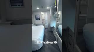 Vacationer 35K: 1.5 bath | full kitchen | fireplace | king bed | large wardrobe! #rv #Gasmotorhome