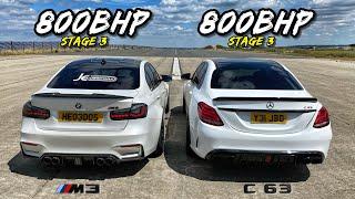 AMG vs M POWER.. 800BHP STAGE 3 BMW M3 vs STAGE 3 MERC C63 AMG