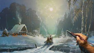 "Winter Evening" Acrylic painting. Artist - Viktor Yushkevich. #190