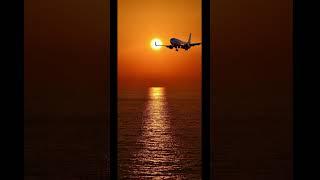 Sunset aviation#aviation#avgeek#sunset#planes#landing#wingview