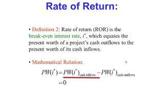 Rate of Return Analysis Ch7 part I