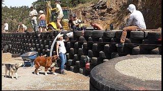 The Eco house that was built using recycled car tyres