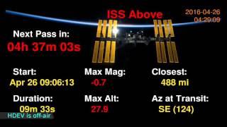 ISS Above Featuring live video from NASA's HDEV cameras on board the International Space Station