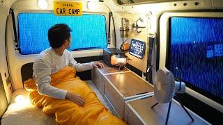 [Rain Car Camping] Fishing in a Tiny Van at a Rainy Harbor.