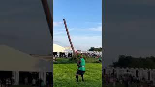 Most bent caber I’ve ever tossed. Managed to get a 12o’clock! #ohio #caber #cabertoss