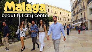 Malaga - beautiful city center:  Roman theatre. 4K Walk tour. Costa del Sol