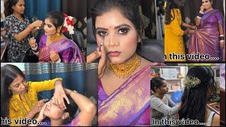 Parlor vlog ll 🫣 makeup ll hairstyle, threading , saree draping, hair cutting , full vlog in Hindi