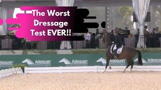 The WORST Dressage Test EVER Ridden! Susan Jaccoma Eliminated From Dressage Test For Bad Riding