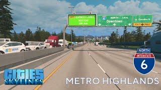 Cities: Skylines - First Person Drive - Midday Drive North on I-6