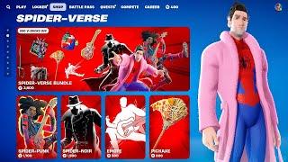 NEW Spider Verse Skins BUNDLES Item Shop! Spider Punk, Peter Parker, Spider Man Noir Fortnite