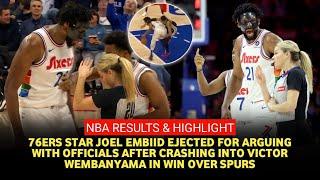 Joel Embiid Ejected After Barreling into Victor Wembanyama, Furiously Shouting at Ref