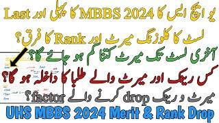 UHS GOVT MBBS 2024 MERIT AND RANK DROP TILL LAST LIST | FACTOR DROPPING MERIT | 2024 EXPECTED CUTOFF