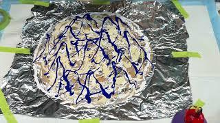 BEST EVER acrylic on TIN FOIL for table top dipping STUNNING/ painting on unusual surfaces